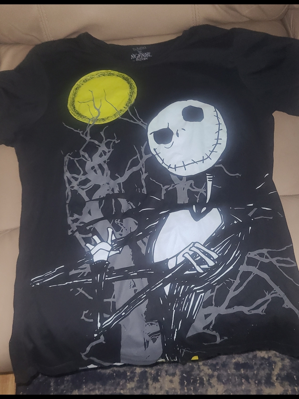 Disney The Nightmare Before Christmas Black and Yellow T-Shirt (XL)